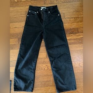 Madewell Slim Wide Leg Crop Jeans Black Size 24 High Rise Denim